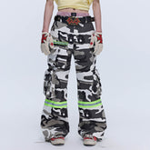 SAVAGEGROWTHWORLD Camo Reflective Multi-Pocket Cargo Pants