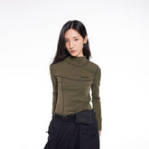 49PERCENT Stitch Outlined High Neck Long Sleeve T-shirt