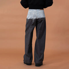 CLP Denim-Waist Pinstripe Straight-Leg Pants