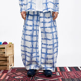 OVERLAPS Brush-Paint Grid Wide-Leg Pants