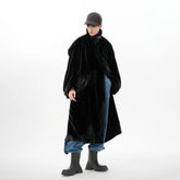 TUIMU Belted High Collar Faux Mink Overcoat