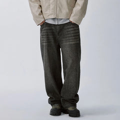F2CE Retro Corduroy Logo Embroidery Straight-Leg Jeans