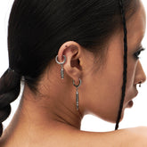 SCHWARZGOLD Diamond Bullet Drop Hoop Earrings