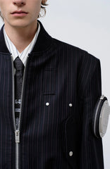 FACEONLAB Arm-Patched Bomber Jacket Navy