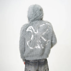 VINKID Dove Patch Mohair Zip-Up Hoodie