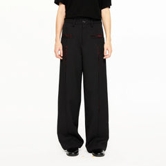 KREATE Floral Insert Slit Straight-Leg Trousers