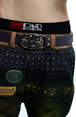 DND4DES Filigree Buckle Cowhide Leather Belt Purple
