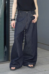 LABELROOM Asymmetrical Waist Raw Wide-Leg Jeans