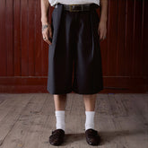 IN EXISTENCE Double-Pleated Mini Check Wide-Leg Shorts