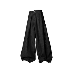 RELABEL Drawstring Pleated Oversized Raw Jeans