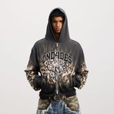 DND4DES Tiger Embroidered Zip-Up Hoodie