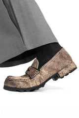 REWRITE Distressed Cowhide Saddle Loafers