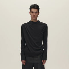 SAVAGEGROWTHWORLD Asymmetrical Drape Long-Sleeve Tee