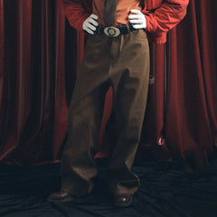 TRECLUB Waxed Flame Embroidery Jeans