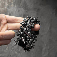 ILLUSORY Braided Spiked Leather Bracelet