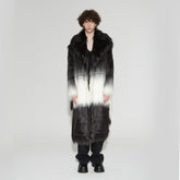 VANN VALRENCE Gradient Mane Faux Fur Maxi Coat
