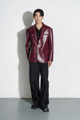 ORAL UTOPIA Glossy PU Blazer Ancora Red