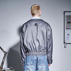 455EMBLE Double-Layered Stand-Collar Jacket