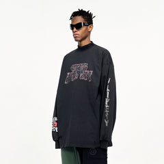 ULIPERY Distressed USB Flash Drive Graphic Long Sleeve Tee