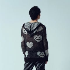 KADAKADA Smiling Heart Jacquard Knit Hoodie