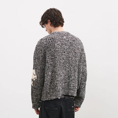 PMW Horse Elbow Patched Cable-Knit Sweater