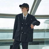 ASSEEN Deconstructed Ripple-Panel Zip Blazer