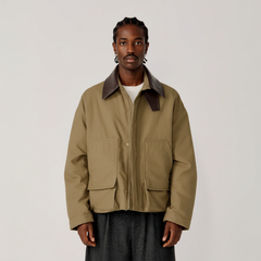 OPICLOTH Faux Leather Collar Windproof Jacket