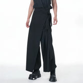 TUIMU Asymmetrical Wrap Pleated Wide-Leg Trousers