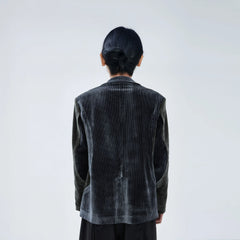 TUIMU Corduroy Contrast Panel Blazer