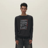 SAVAGEGROWTHWORLD Graphic Double-Layer Neckline Long-Sleeve Tee