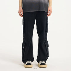 BONELESS Distressed Multi-Pocket Drawstring Cargo Jeans