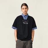 OVDY Layered Plaid Panel Mock Shirt T-Shirt