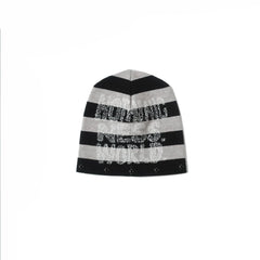 NOTHINGNESS WORLD Striped Skull Jacquard Studded Beanie