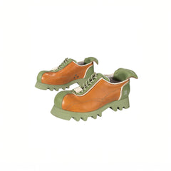 REWRITE Contrast Jagged Sole Leather Derby Shoes