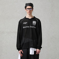 ORGANIC EMOTION Retro Sheer Striped Knit Raglan Jersey