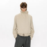 KREATE Asymmetrical Funnel-Neck Wool-Blend Jacket