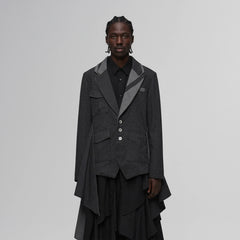 ILNya Nieternite Nifutur Asym Draped-Pleated Panel-Collar Blazer