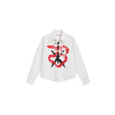 NOTHINGNESS WORLD Snake Graphic Layered-Collar Denim Shirt