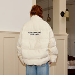 DONSMOKE Quilted Embroidered Slogan Jacket