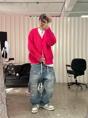 ME DA IGUAL Washed Distressed Tapered Jeans