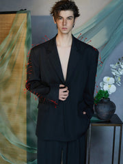 JIECHI Spiked Embellished Oversized Blazer