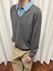 KREATE Contrast Faux Layered Polo Sweater