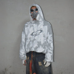 LUUUCAM Brush-Paint Faded Logo Hoodie