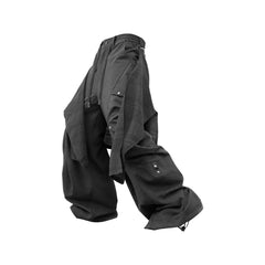 RELABEL Detachable Drape Linen-Blend Cargo Dark Gray