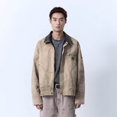 IN EXISTENCE Dirty-Washed Contrast Collar Detroit Jacket