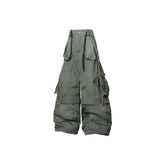 RELABEL Multi-Pocket Panel Crinkled Cargo Pants Gray