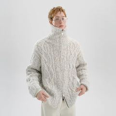 TIWILLTANG Dual-Zipper Cable Knit Funnel Sweater