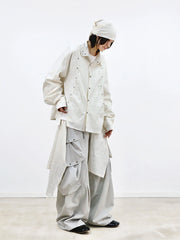 RELABEL Studded Detachable Scarf Shirt White