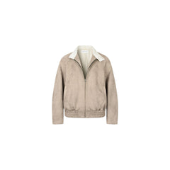 OKAYTHXBYE Contrast Collar Suede Jacket