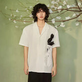JIECHI Bottled Bloom Sheer Half Shirt